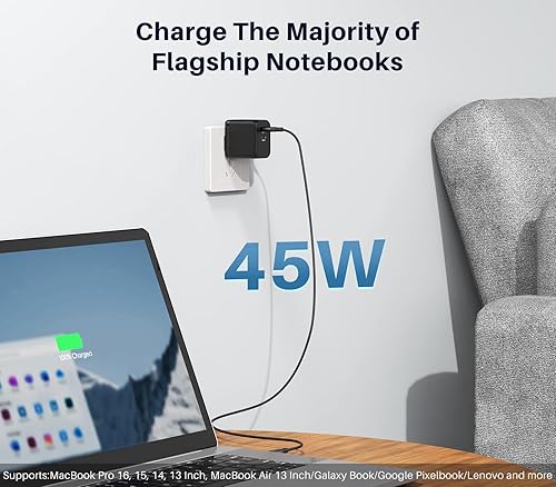 Miniatura 9 de K&ZZ USB C Charger Block 45W Dual Port Super Fast Type C Wall Charger Foldable PD GaN Chargers Charging Station USB-C Charger Adapter for