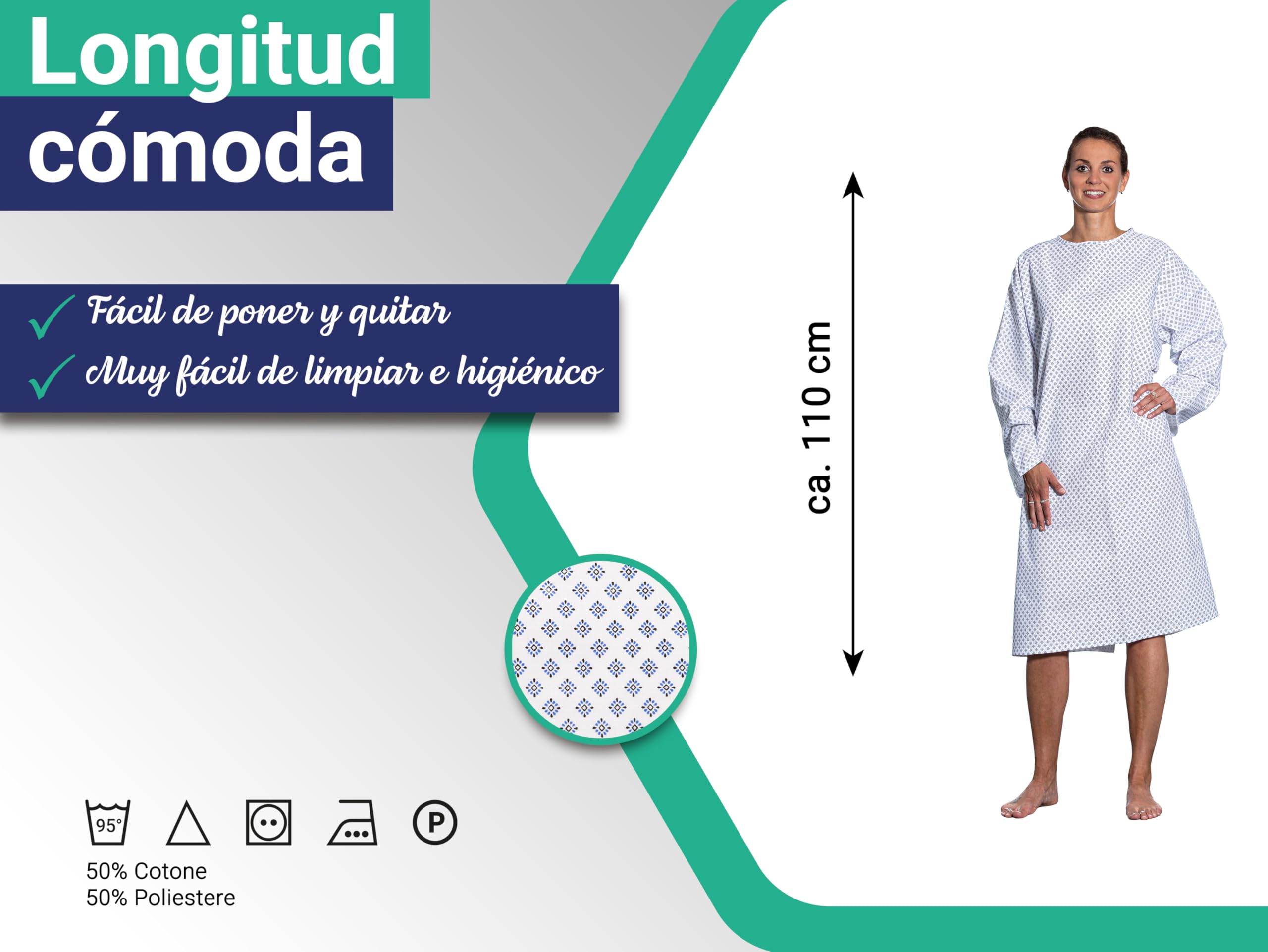 ZOLLNER Camisa de Paciente Hospital, camisón Enfermo, 533