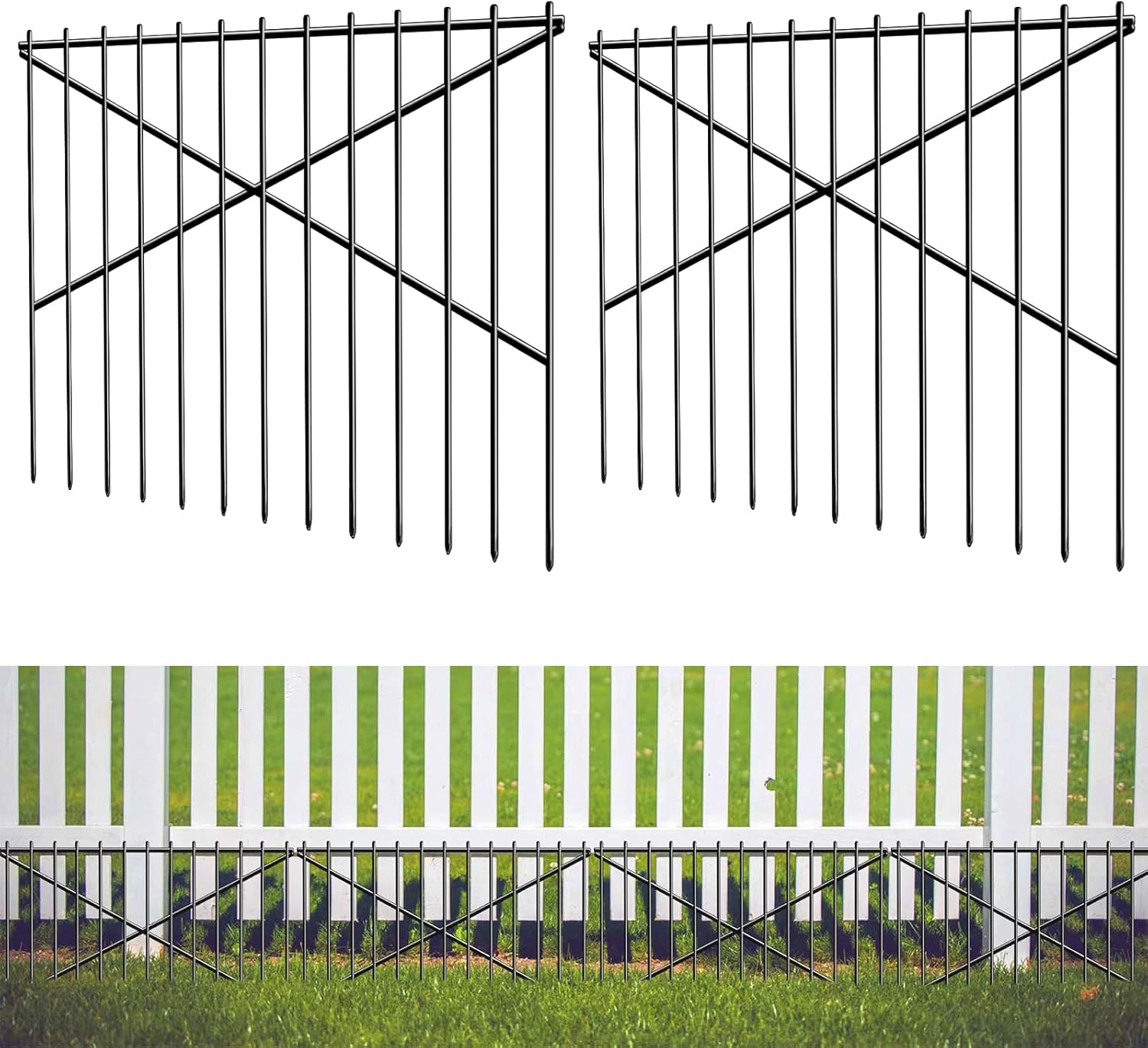 2 Pack No Dig Animal Barrier Fence,20 in(L) X 12 in(H) Dog Barrier