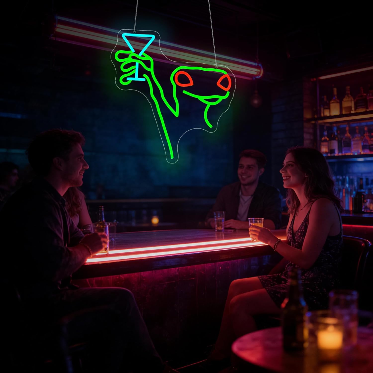 Neon Sign, Lizard Neon Signs for Wall Decor - Dimmable LED Signs for Bedroom, Living room, Gaming Room, Party, Bar, Home Decor - USB Powered Light Up Sign Decorations Gift