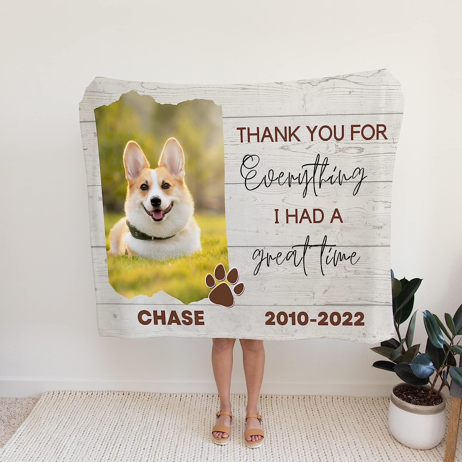 Couverture commémorative personnalisée pour chien pour les amoureux des animaux de compagnie, photo de deuil, image de deuil, couverture polaire pour pattes de chien, parents, nom d'animal de