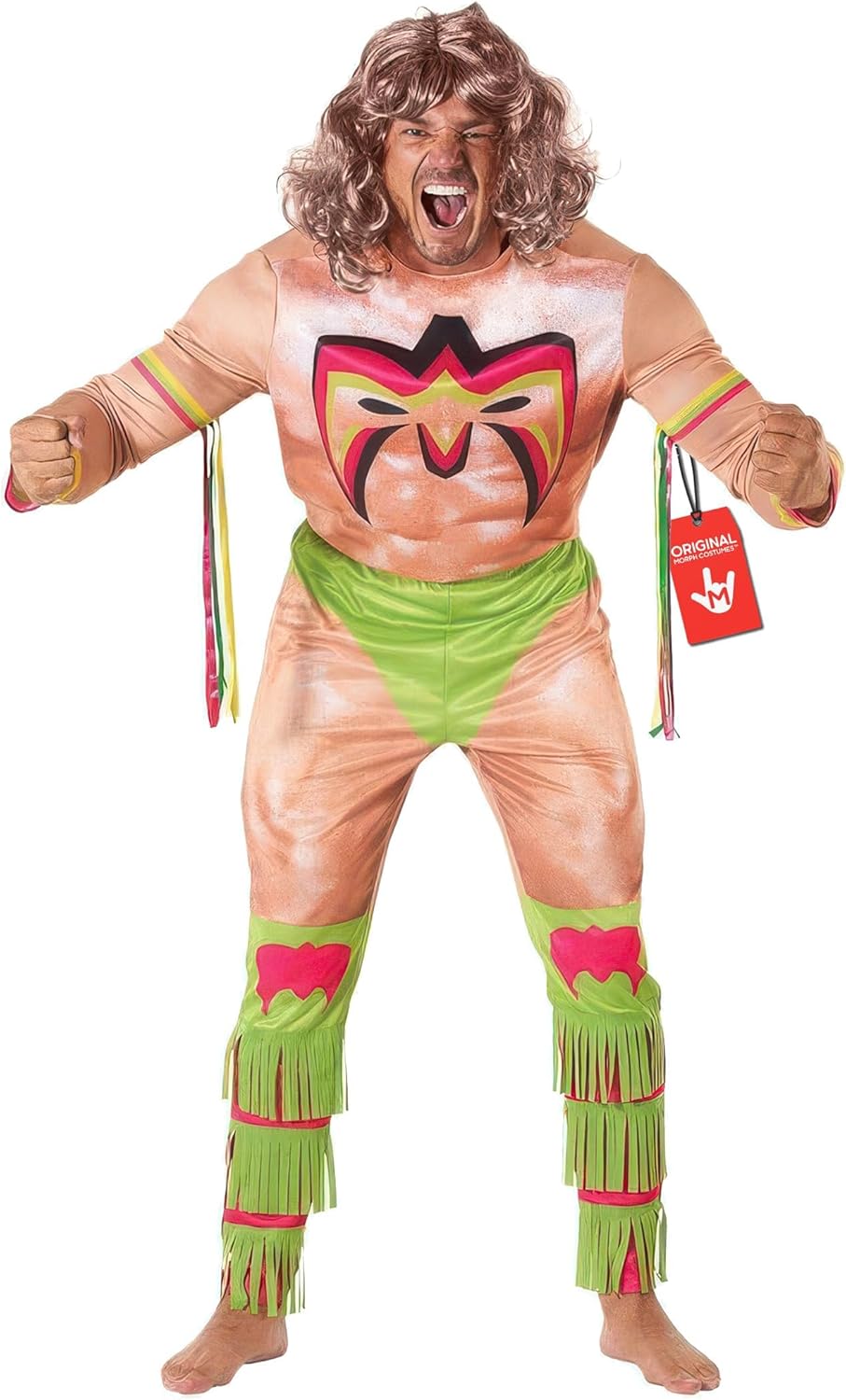 Morph Ultimate Warrior Costume, WWE Costumes for Adults, Adult Wrestling Costume, Halloween Costumes for Men