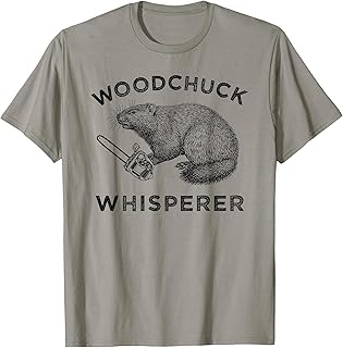 Woodchuck T-Shirt, Funny Groundhog With Chainsaw Tee Apparel T-Shirt