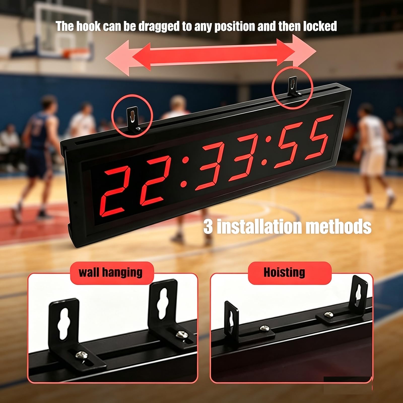 Reloj De Pared Digital con Temporizador, Pantalla De 3,8 Cm (1,5 Pulgadas) De Doble Cara, con Trípode Y Control Remoto. Funciones: Cronometraje Preciso, Ciclo, Cronómetro, Cuenta Regresiva Y