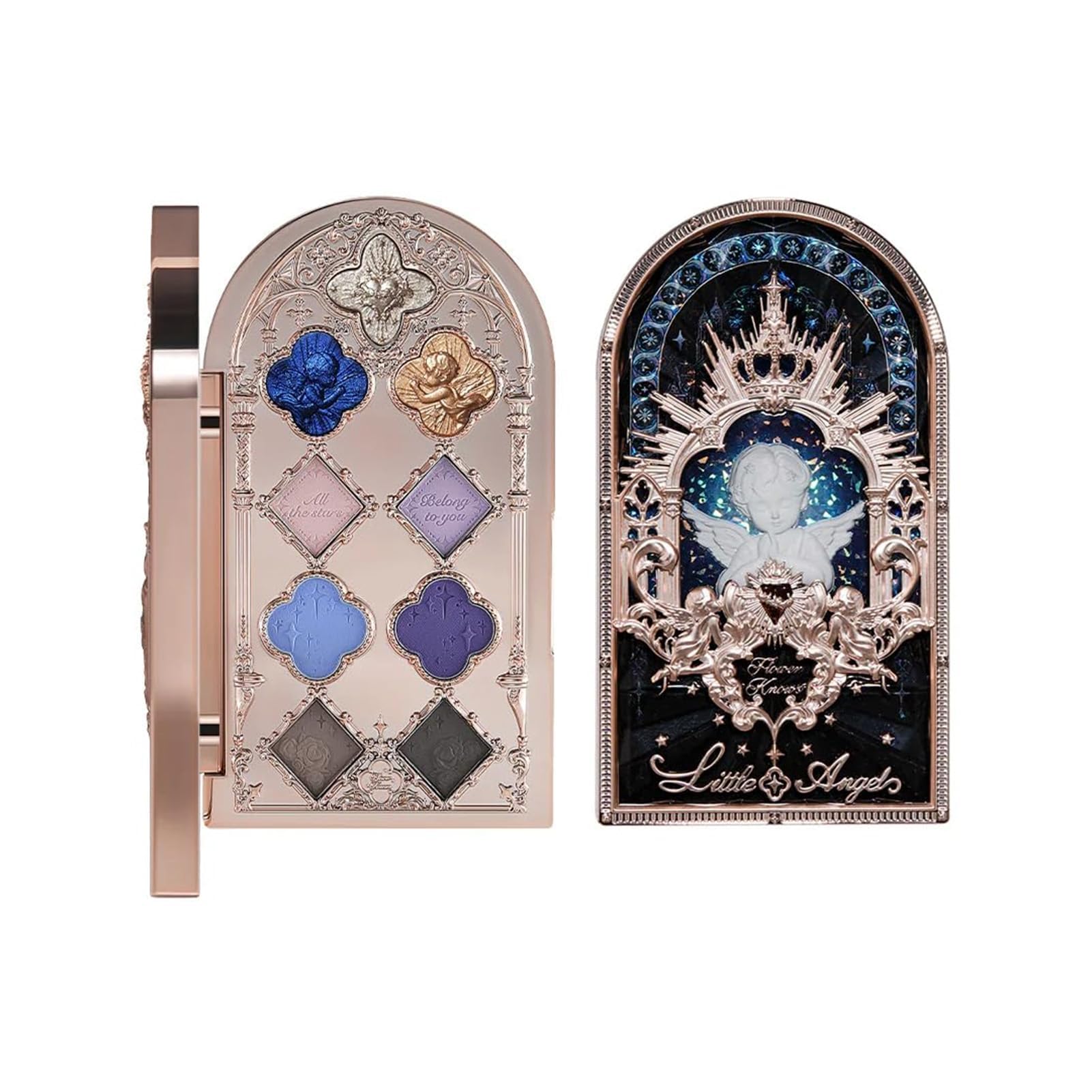 Little Angel 9-Color Eyeshadow Palette,Purple Gray Makeup Palette with 6 Matte + 3 Shimmer Shades,Blendable Smooth Cute Eye Makeup,0.37 Oz(02 Weeping Angel)