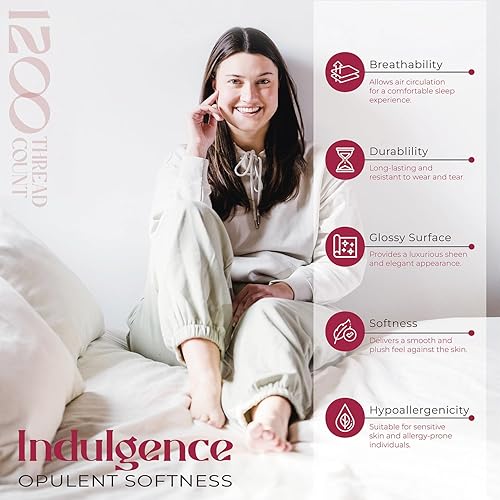 Miniatura 3 de Mayfair Linen Juego de 2 fundas de almohada de 1200 hilos, tamaño King, 100% algodón Supima puro de fibra extralarga, para dormir, suave y sedosa en