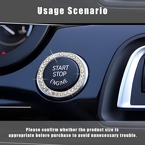 Miniatura 7 de 2 calcomanías para botón de arranque del motor, botón de arranque brillante, calcomanías para anillo de encendido para mujer, accesorios interiores