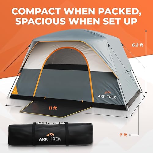 Miniatura 6 de ArkTrek - Carpas para 6 personas para campamento, robusta tienda de campaña familiar con hoja de tierra, cubierta de lluvia, Powerport, cómoda,