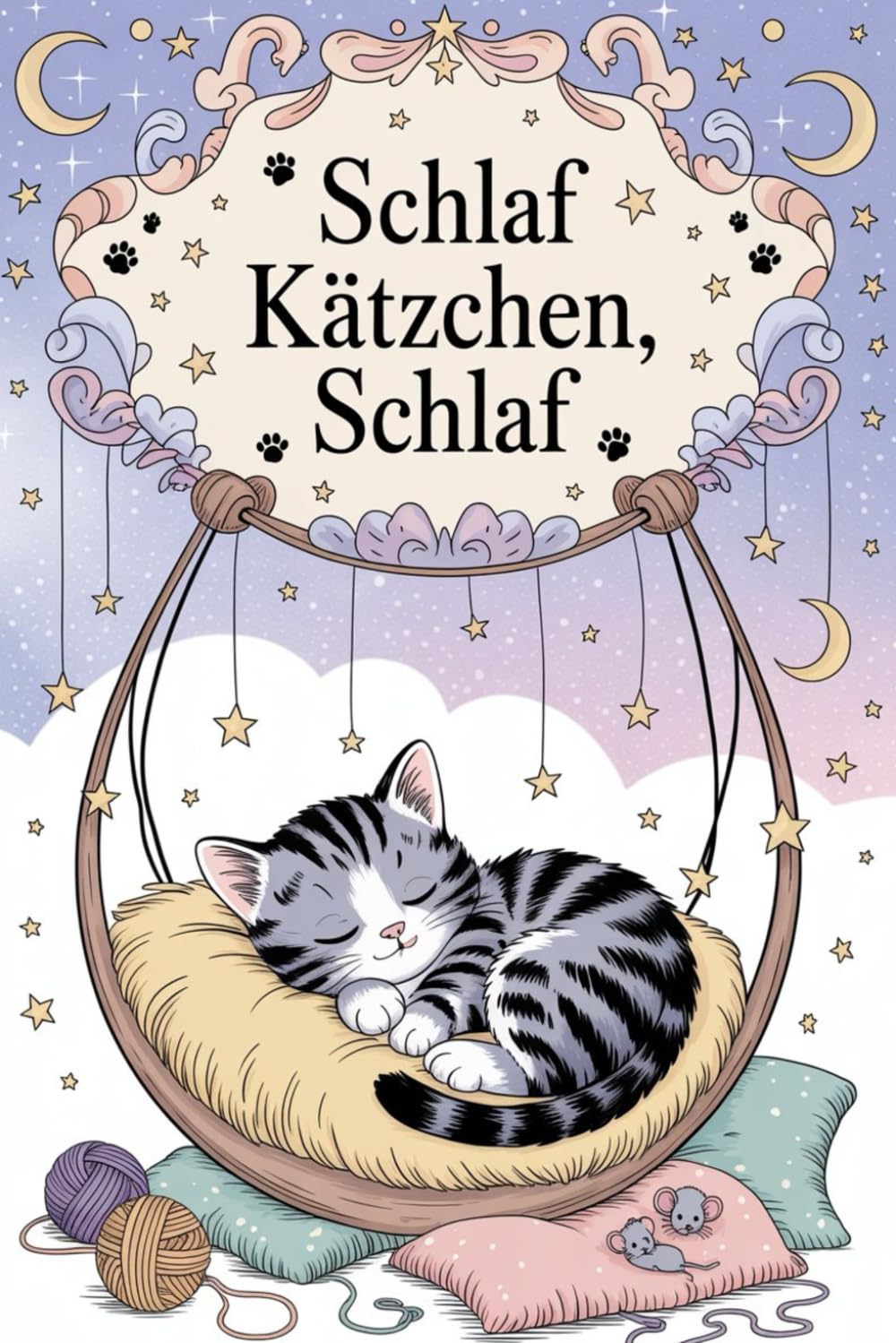 Schlaf Kätzchen schlaf – Niedliches Katzen Malbuch zum Entspannen: Süße schlafende Kätzchen im Korb & in der Wiege | Entspannendes Malbuch für Kinder & Senioren | 85 Motive | Jede zweite Seite frei