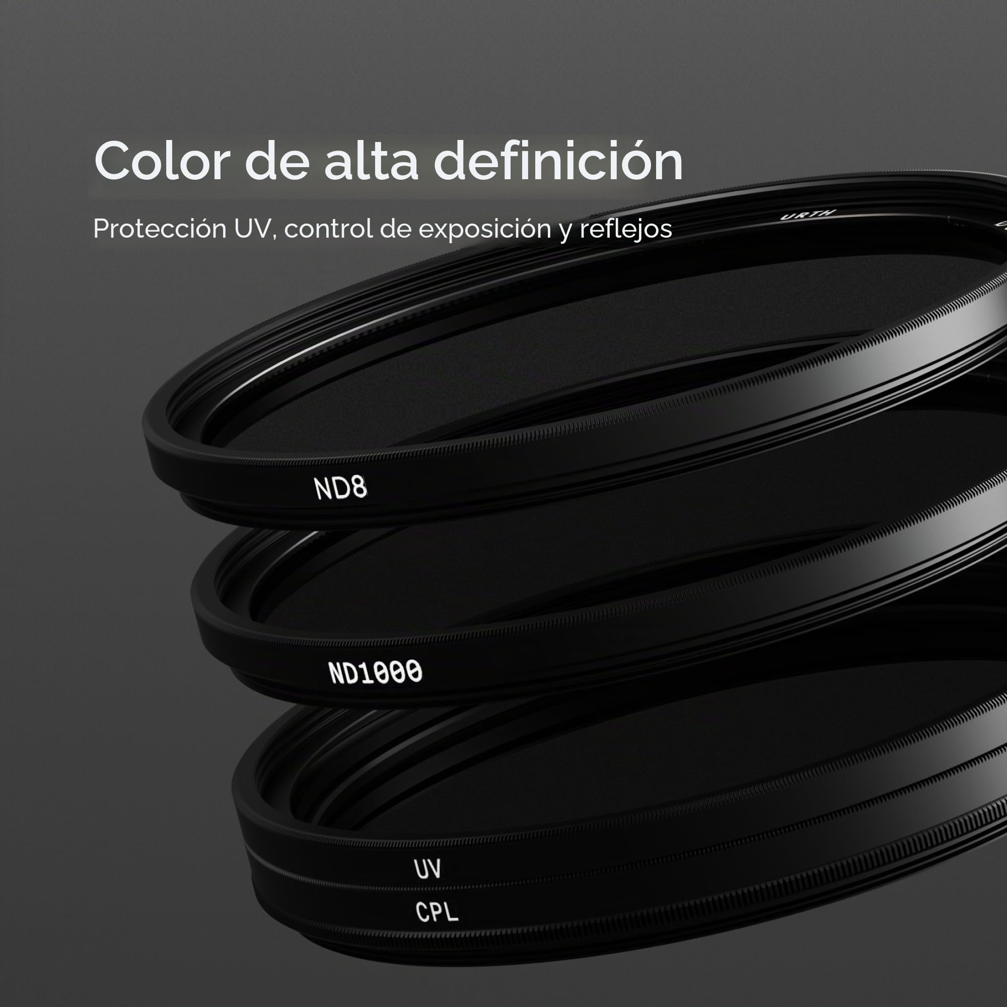 Urth 58 mm Kit de Filtros UV, CPL, ND8, ND1000 (Plus) para Objetivo 4 en 1 — Nano-Recubrimiento, Filtro para Cámara en Vidrio Óptico HD con 2 Tapas