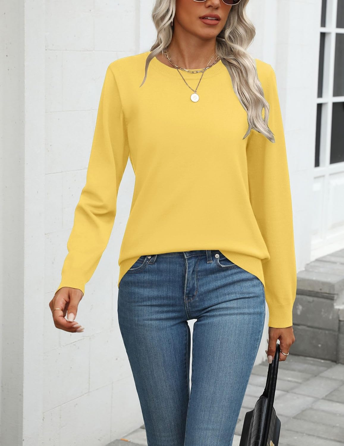 Zeagoo Womens 2026 Fall Sweaters Long Sleeve Tops Classic Crew Neck Pullover Sweaters Loose Dressy Casual Basic Clothes - Image 3