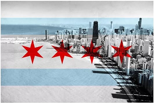 iCanvas Chicago City Flag Downtown Skyline Gallery-Wrapped Canvas Giclee Wall Art Print by 5by5collective