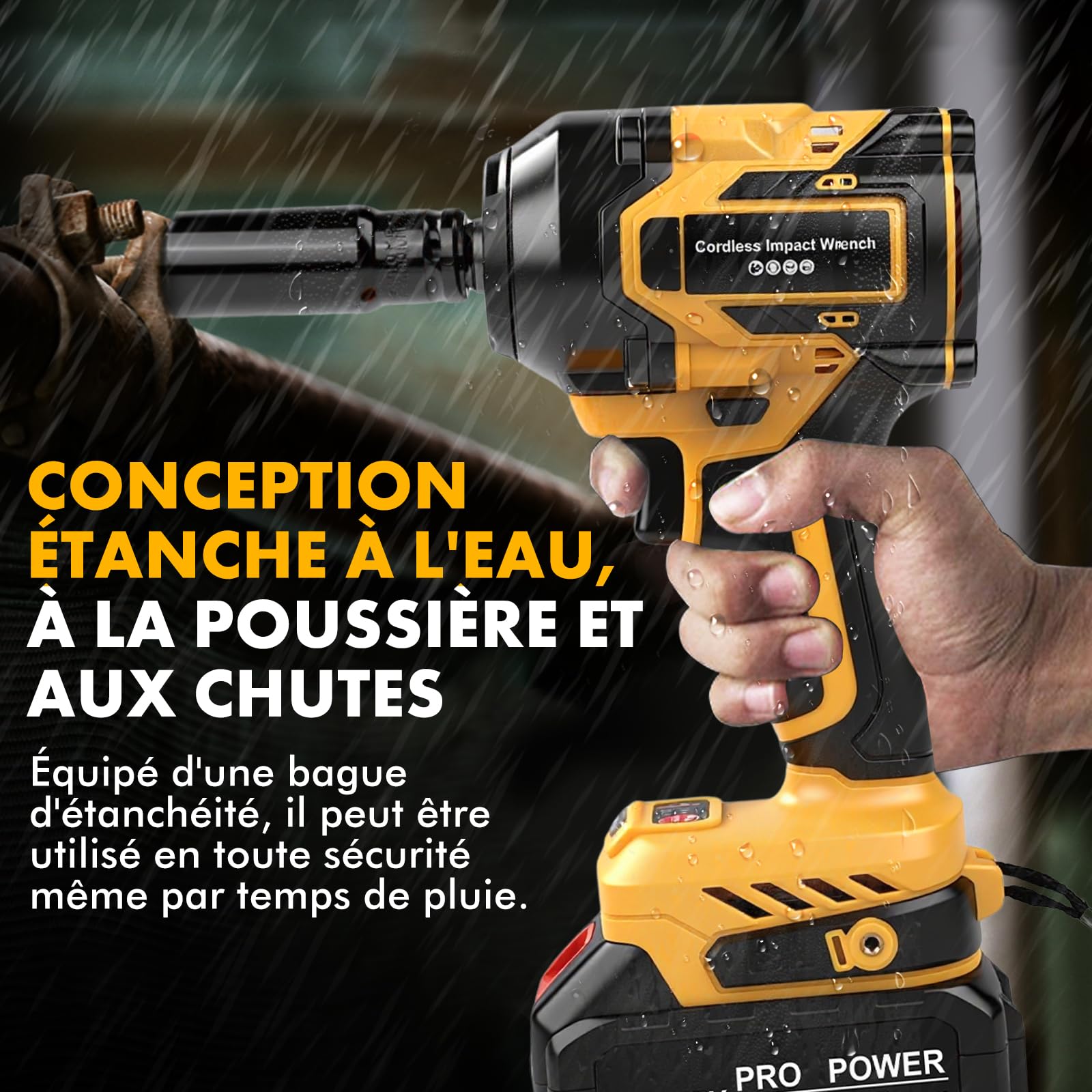 Boulonneuse à Choc Sans Fil, 650 N.m Clé à Choc Sur Batterie Sans Fil Brushless Avec 2x 4.0 Ah Batteries, 6 Douilles, 2800RPM 5 Vitesses Visseuse A Choc Avec LumièRe Led Pour La Voiture Et La Maison