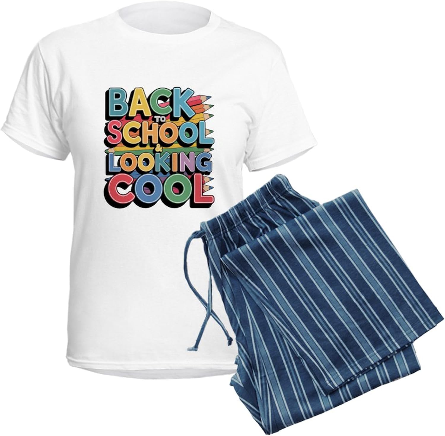 CafePress Look Cool T Shirt Design for Trendy Students Women's Novelty Cotton Pajama Set, Comfortable PJ Sleepwear