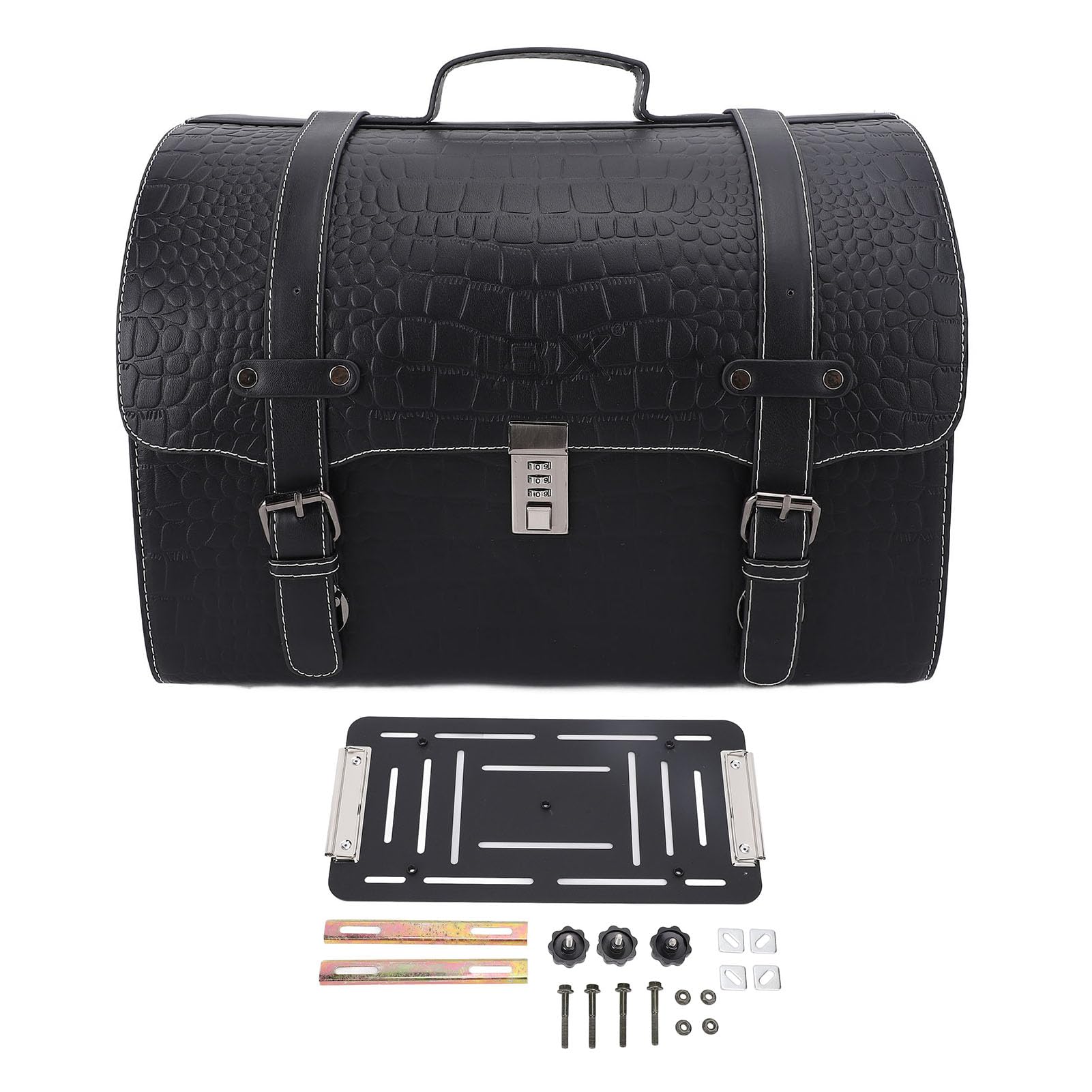 Motorrad-Hecktasche, 29,5 l große Motorrad-Gepäcktasche aus PU-Leder für Helme, Handschuhe, Werkzeuge, wasserdichter Gepäckträgerkoffer, universelle Motorrad-Reisegepäcktasche