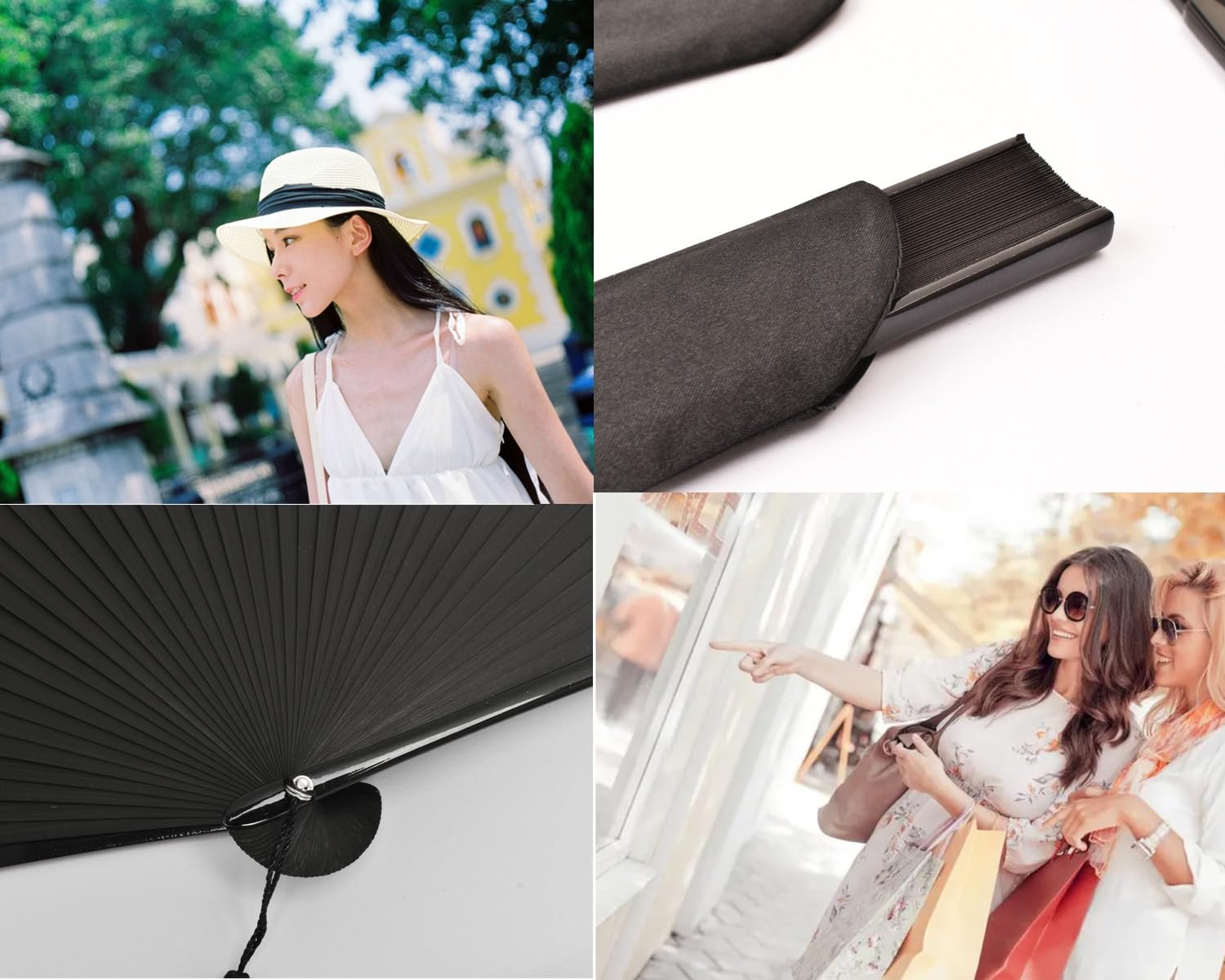 Leehome Lot De 2 éventails Pliants En Soie De Bambou Pour Femme