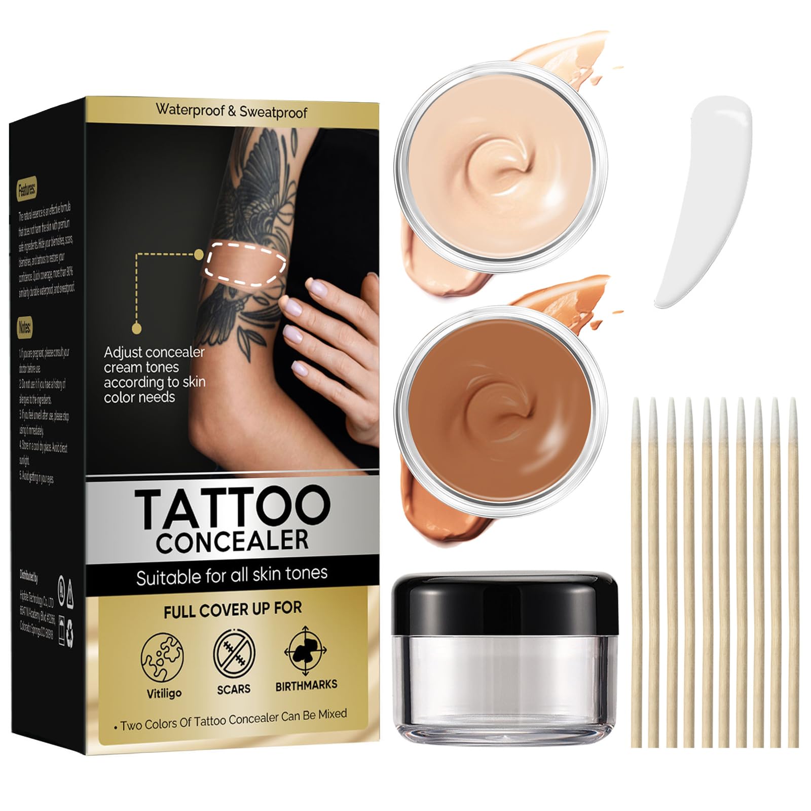 Tattoo Cover Up Makeup Waterproof, Tattoo Concealer Full Coverage, Natural Body Makeup Cover for Scars, Suitable for Men and Women