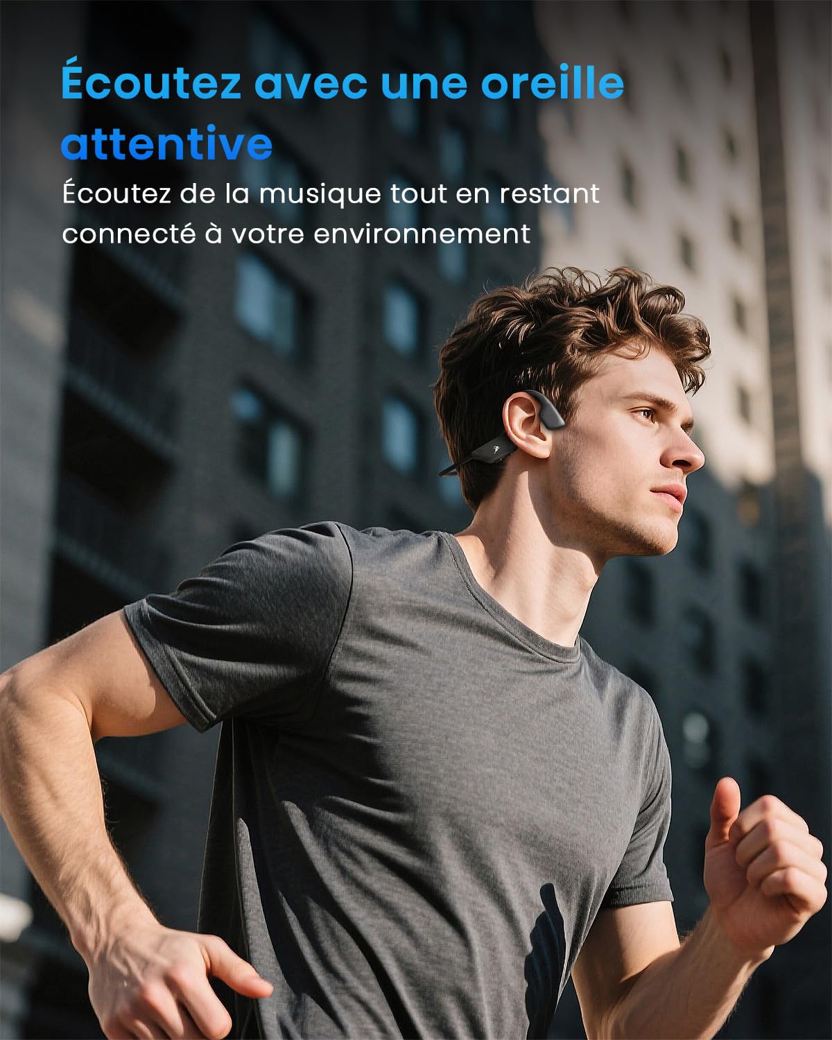 Casque Conduction Osseuse Bluetooth 6.0, Open Ear Casque Bluetooth sans Fil Conduction Osseuse avec Micro, Waterproof and Sweatproof Écouteur pour Course à Pied, Cyclisme, Sport, Fitness, Bureau