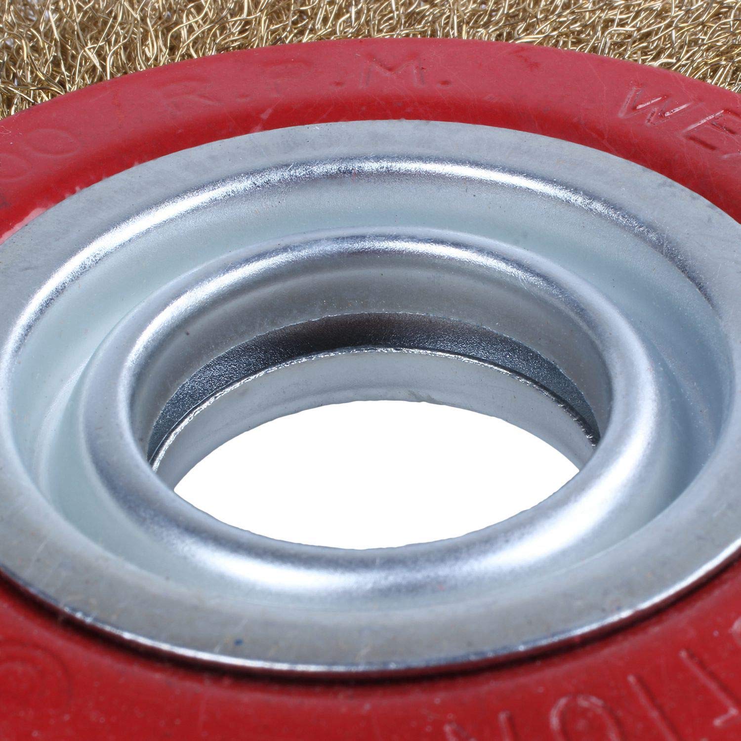 Rueda de cepillo de alambre para amoladora de banco + anillos adaptadores reductores, 150 mm