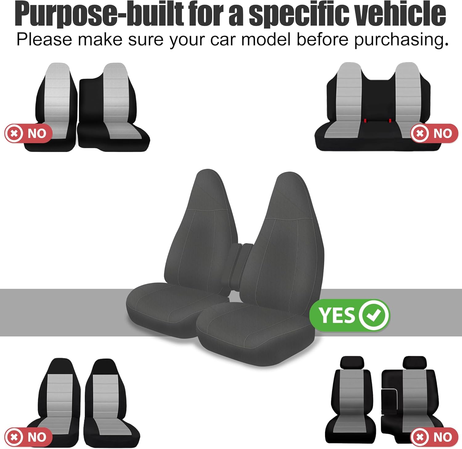 Heavy-Duty 600D Oxford Fabric Seat Covers for Chevrolet Express 2010 2011 2012 2013 2014 2015-2025 Tough & Durable Snug Fit No-Slip - Gray