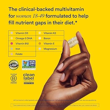 Ritual Womens 18+ Daily Multivitamin - Key Essential Vitamins and Minerals to Support Energy, Heart, Bone, Brain Health* - Clinical Backed - Vegan - USP Verified - Citrus - 60 Capsules - 30 Servings