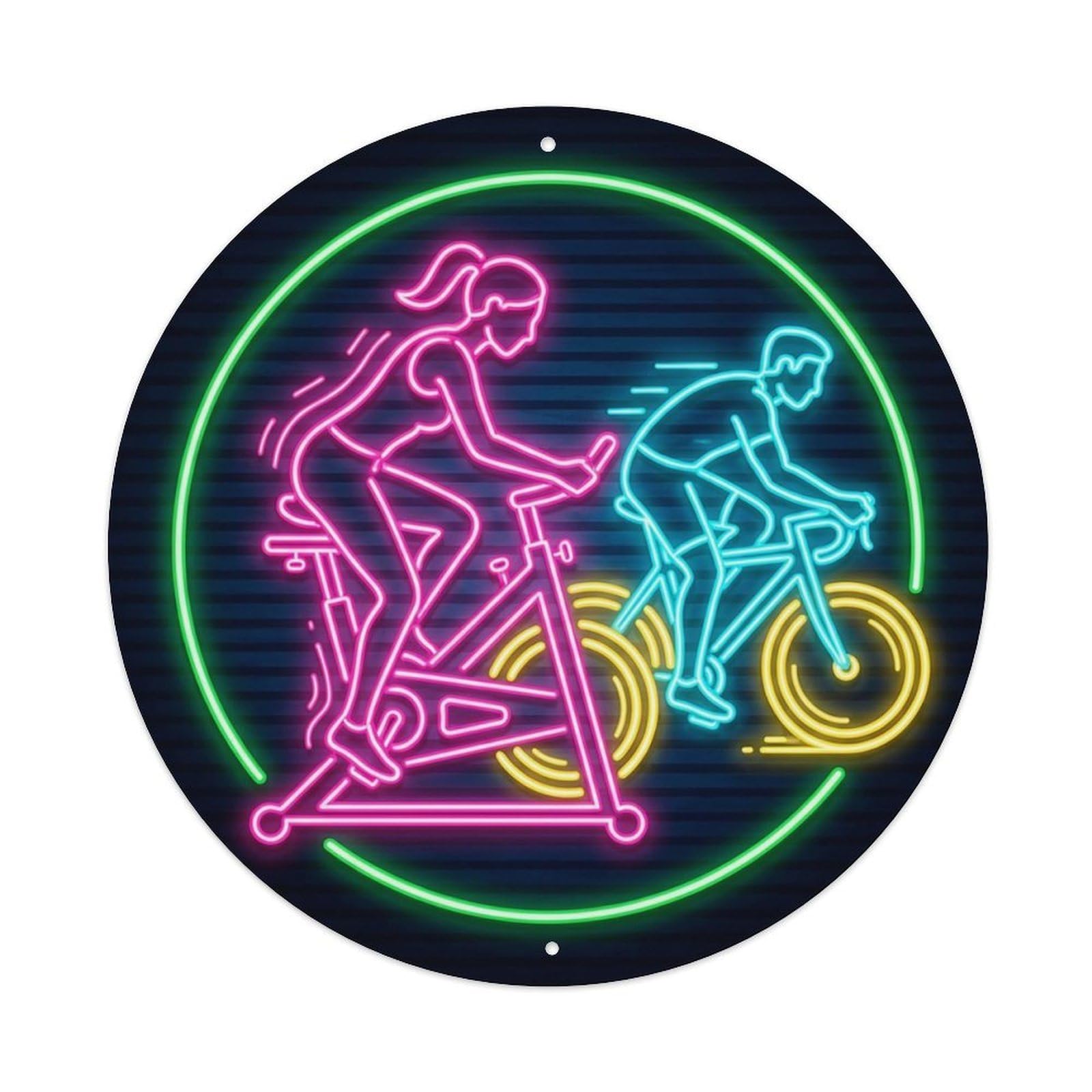 Vintage Faux Neon Gym Retro Bodybuilding Cycling Metal Tin Sign