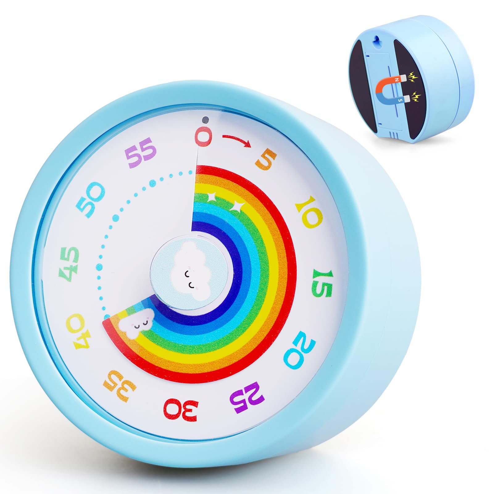 Visueller Timer für Kinder, 60-Minuten Countdown mit leisem Betrieb und Magnetrückseite – Für Lernen, Spielzeit und effektives Zeitmanagement