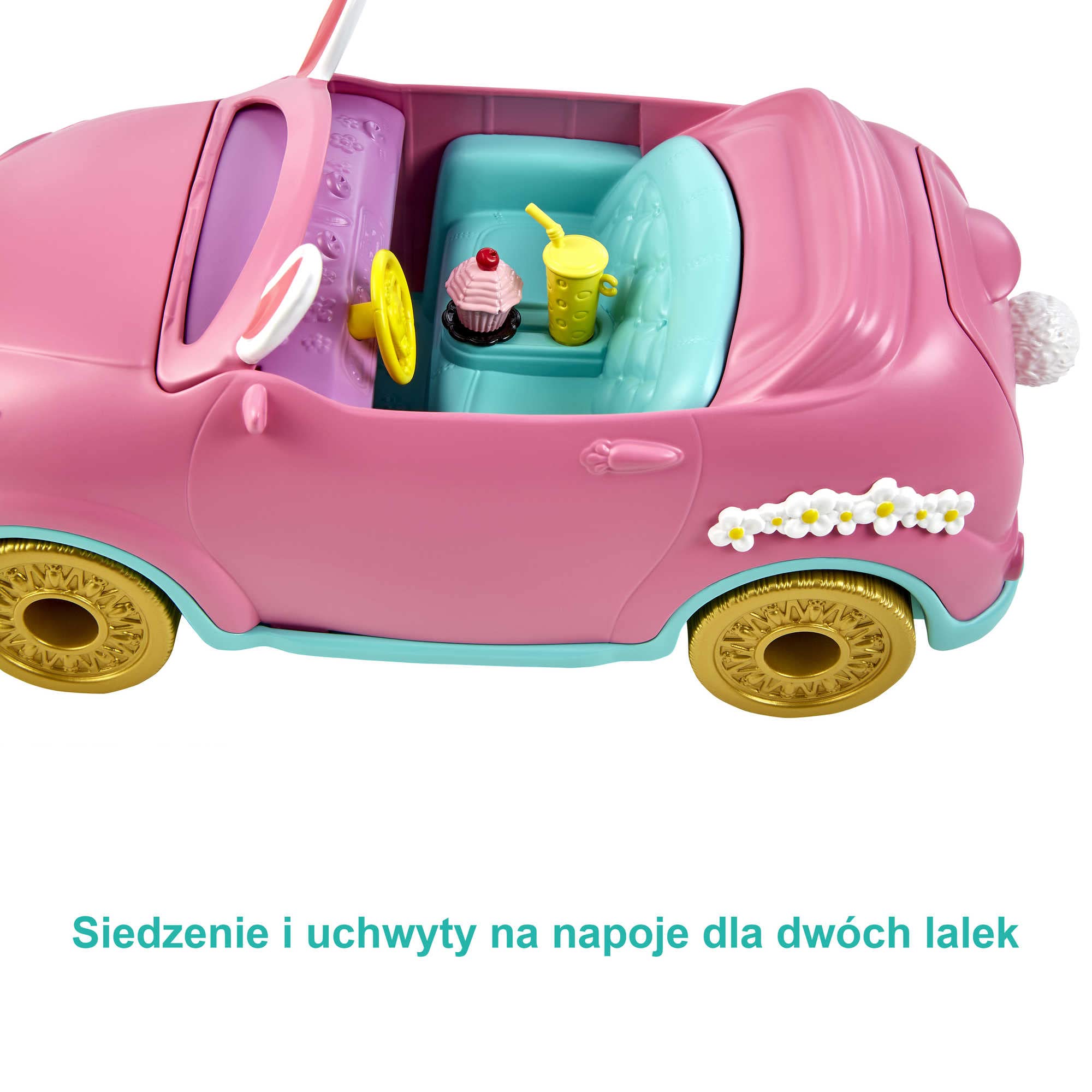 Enchantimals Króliczkowóz 10-elementowy zestaw do zabawy z pojazdem (25,5 cm), lalką, figurką króliczka i akcesoriami, doskonały prezent dla dzieci od 3 roku życia, HCF85