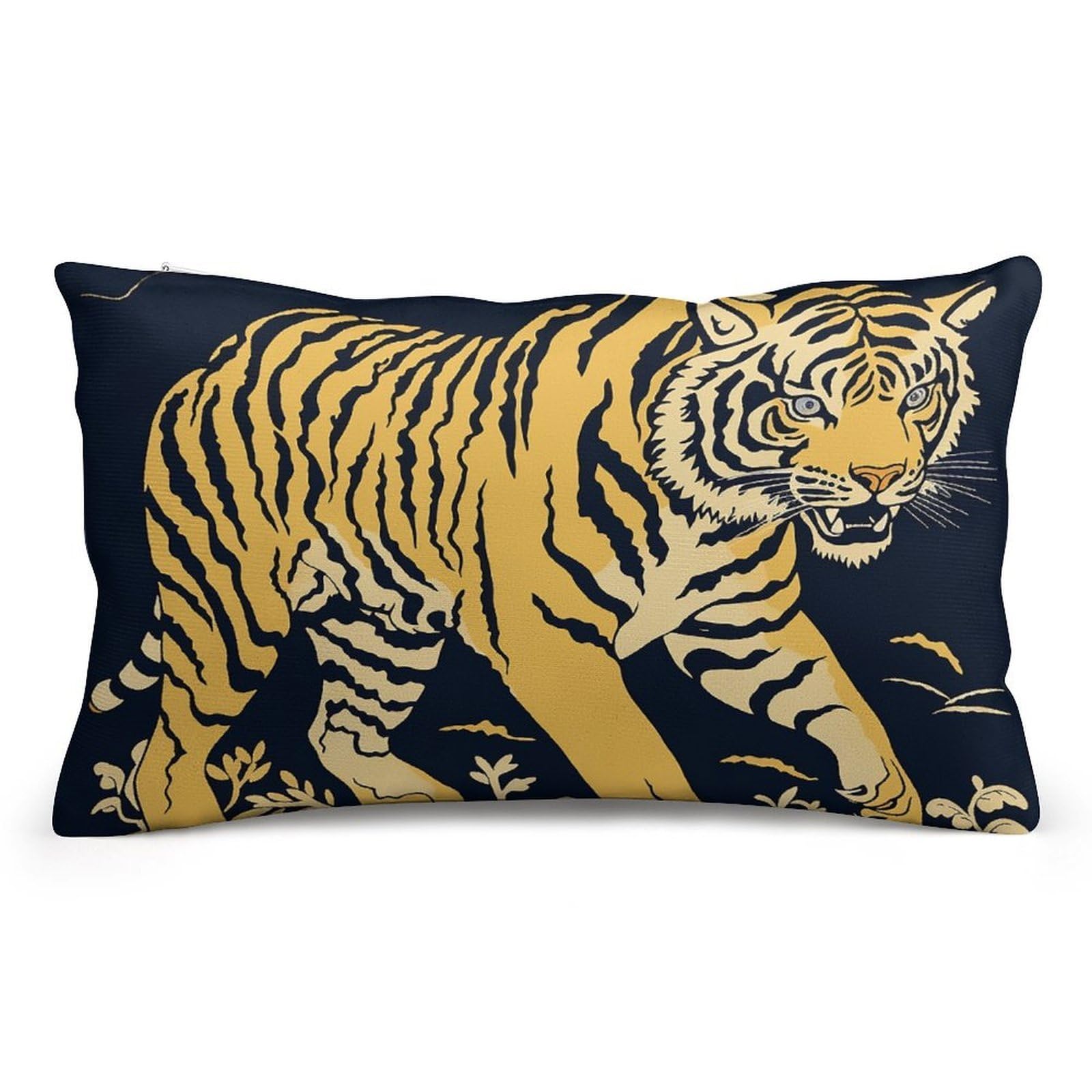 Velvet Pillowcases Standard Size 8"x12", Ultra Soft Breathable Pillow Cases for Bed, Luxury Cozy Fuzzy Pillow Shams, Lumbar Pillow Cover, Animation Style Tiger Cushion Case Home Decor