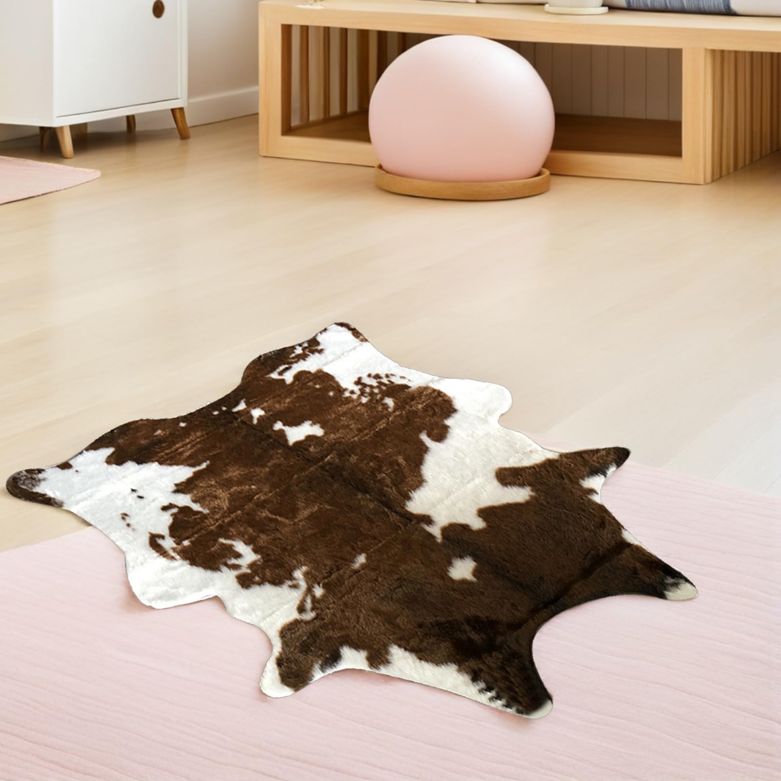 Tappeto Morbida e Riutilizzabile Effetto Mucca in Pelliccia Sintetica Decorazione Pavimento per Soggiorno e Camera da per Domestico