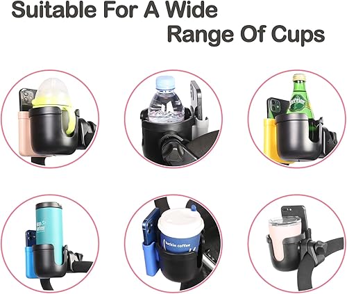Miniatura 5 de Portavasos para cochecito con soporte para teléfono, soporte para biberón para bebé, soporte para tazas de bicicleta, soporte universal para tazas,