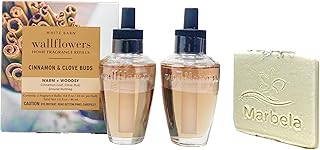 Bath & Body Works Cinnamon & Clove Buds - 2 Pack Of Wallflowers Home Fragrance Refill with a Marbela Natural Oats Sample Soap.