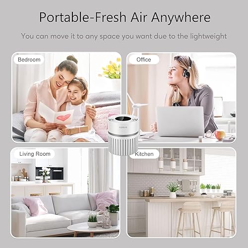 Miniatura 5 de AZEUS Purificador de aire para el hogar, el filtro HEPA captura el 99.97% de polvo y humo, sistema de filtración de 3 etapas, ayuda a promover un