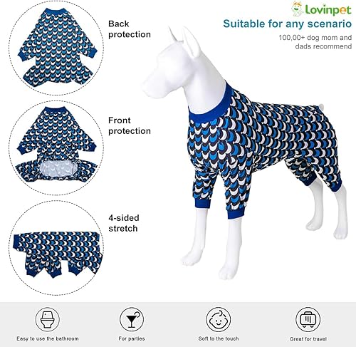 Miniatura 3 de LovinPet Mono para perro grande  Ropa para perro que no se lame y alivia la ansiedad, para todas las estaciones, ajuste ligero y elástico, estampado