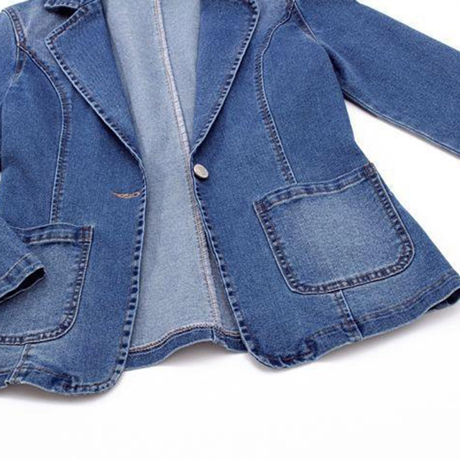 Cocila Veste En Jean Pour Femme Couleur Unie Coupe CintréE Avec Poche à Nouer Automne Manteau Fourrure Veste Blanche Demi Saison Vestes De RandonnéE Homme Mi Doudoune Longue
