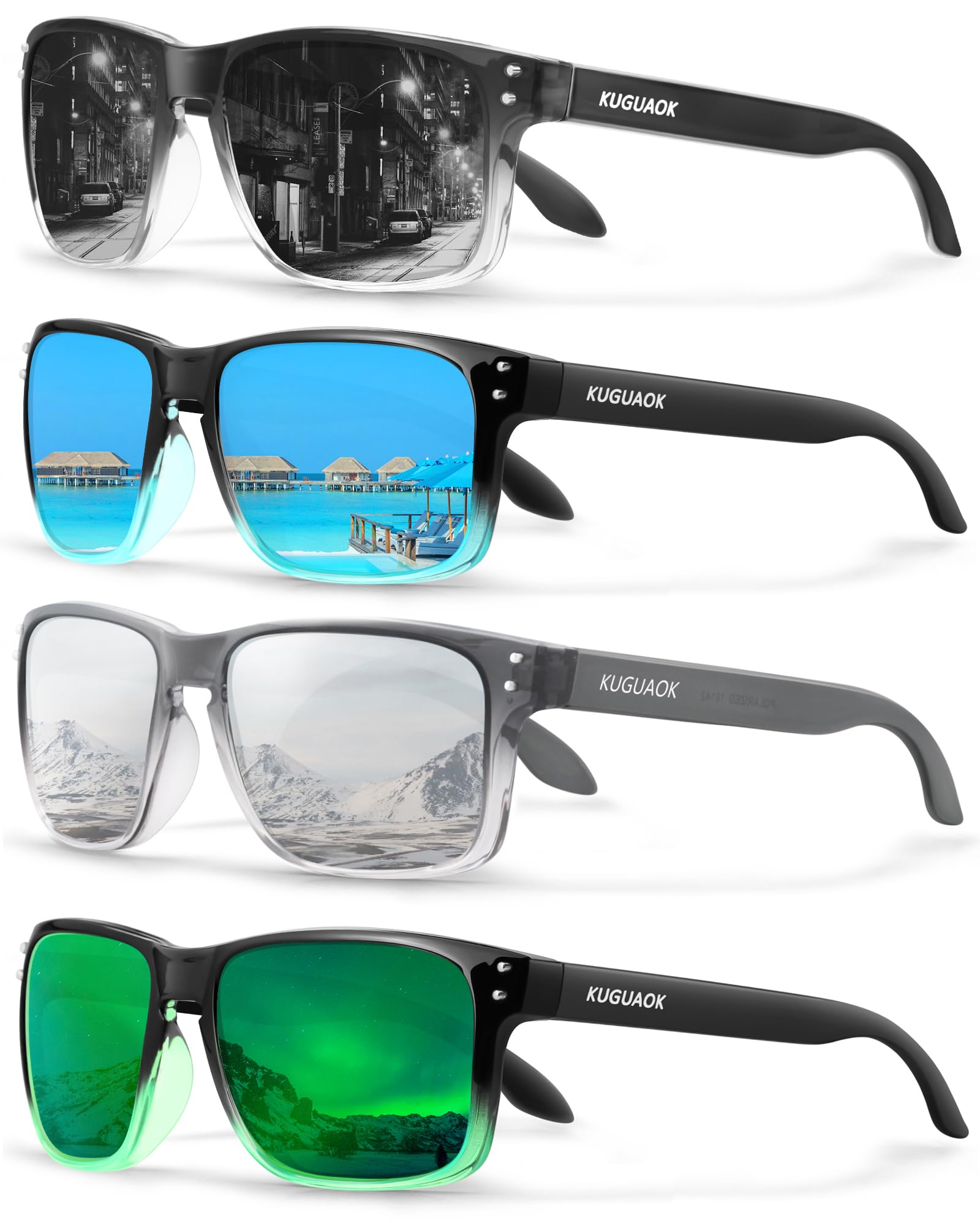 KUGUAOK Polarized Square Sunglasses For Men and Women Matte Finish Sun Glasses UV Protection Glasses