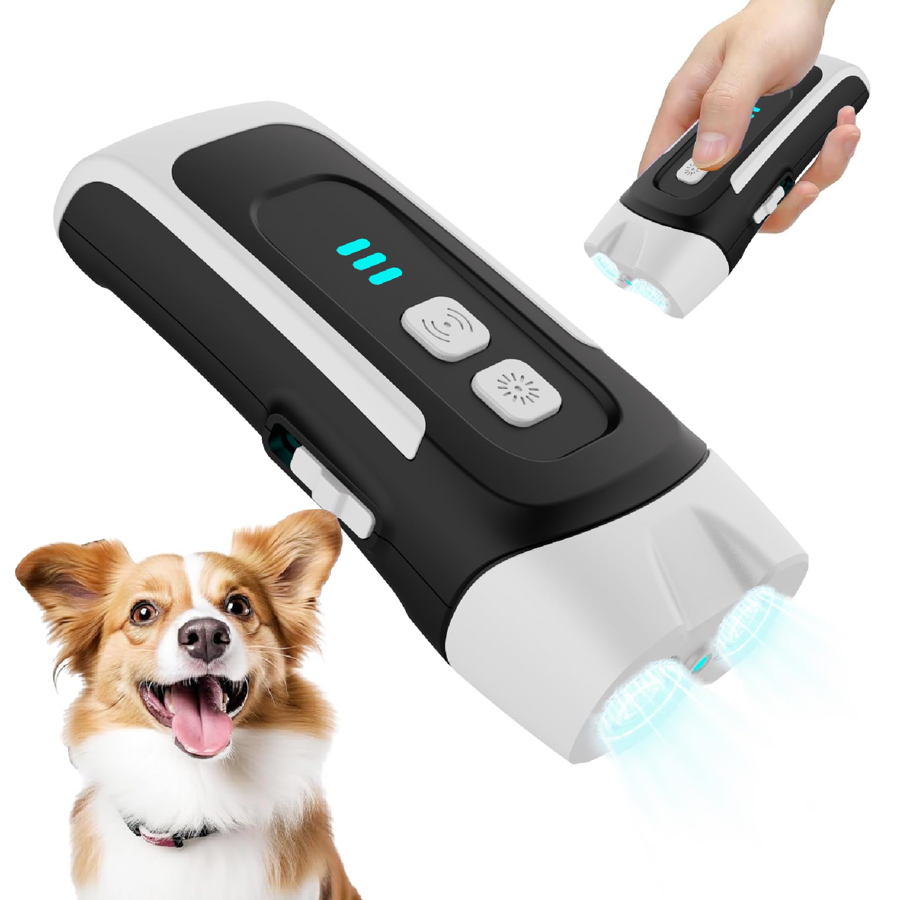 Ultrasuoni per Cani, Dispositivo Antiabbaio,3 Livelli Regolabile Frequenza Dispositivo Controllo Antiabbaio, 33 Piedi Ultrasuoni Deterrente Anti-Abbaio per Cani Antiabbaio per Interni ed Esterni
