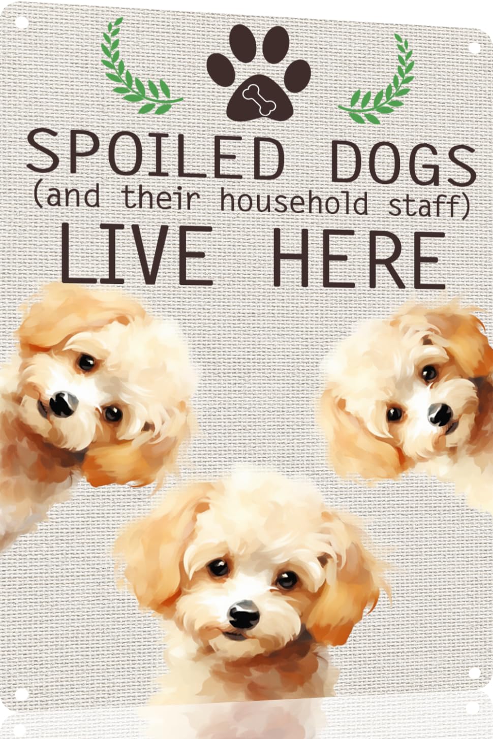 peiyeety Poodle Metal Sign Spoiled Dog Lives Here Vintage Tin Signs Novelty Coffee Bar Pub Farmhouse Country Home Decor for Lover 12X8 Inch