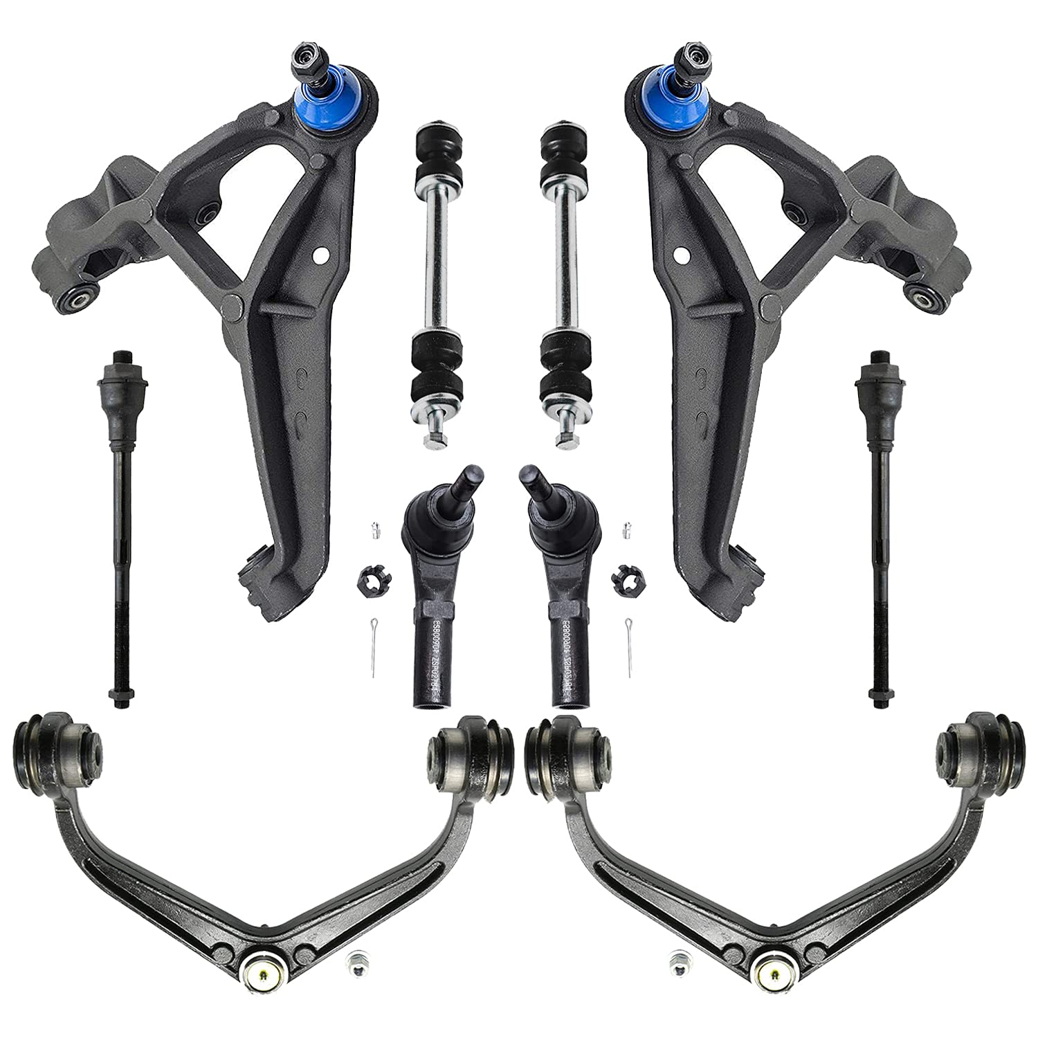 還元祭 Detroit Axle 12PC Front Upper Control Arm w/Ball Joints， Sway Bar