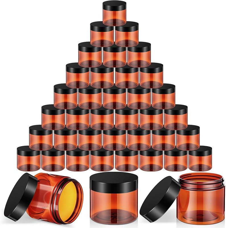 SATINIOR Frascos plásticos âmbar com tampa de rosca, 120 mL, Pacote com 36