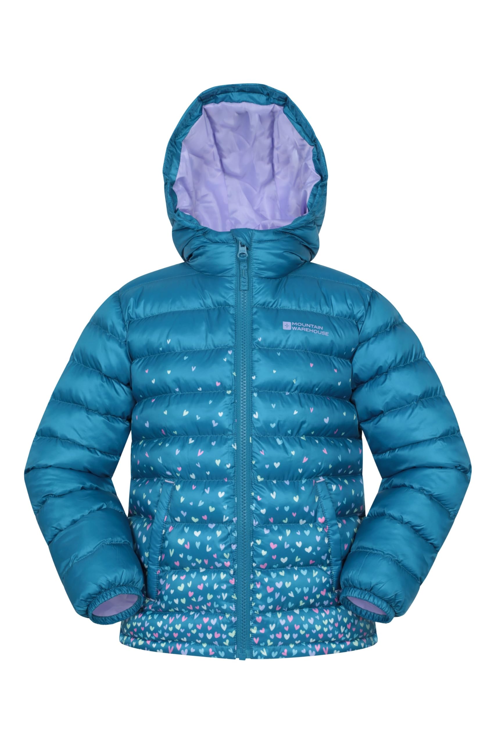 Mountain Warehouse Boys Teal (Printed) Printed Seasons Kids Padded Jacket - Water Resistant Puffer Coat, Lightweigh, Elasticised Cuffs, & Girls - For Spring Summer Kids Size 3-4 Years