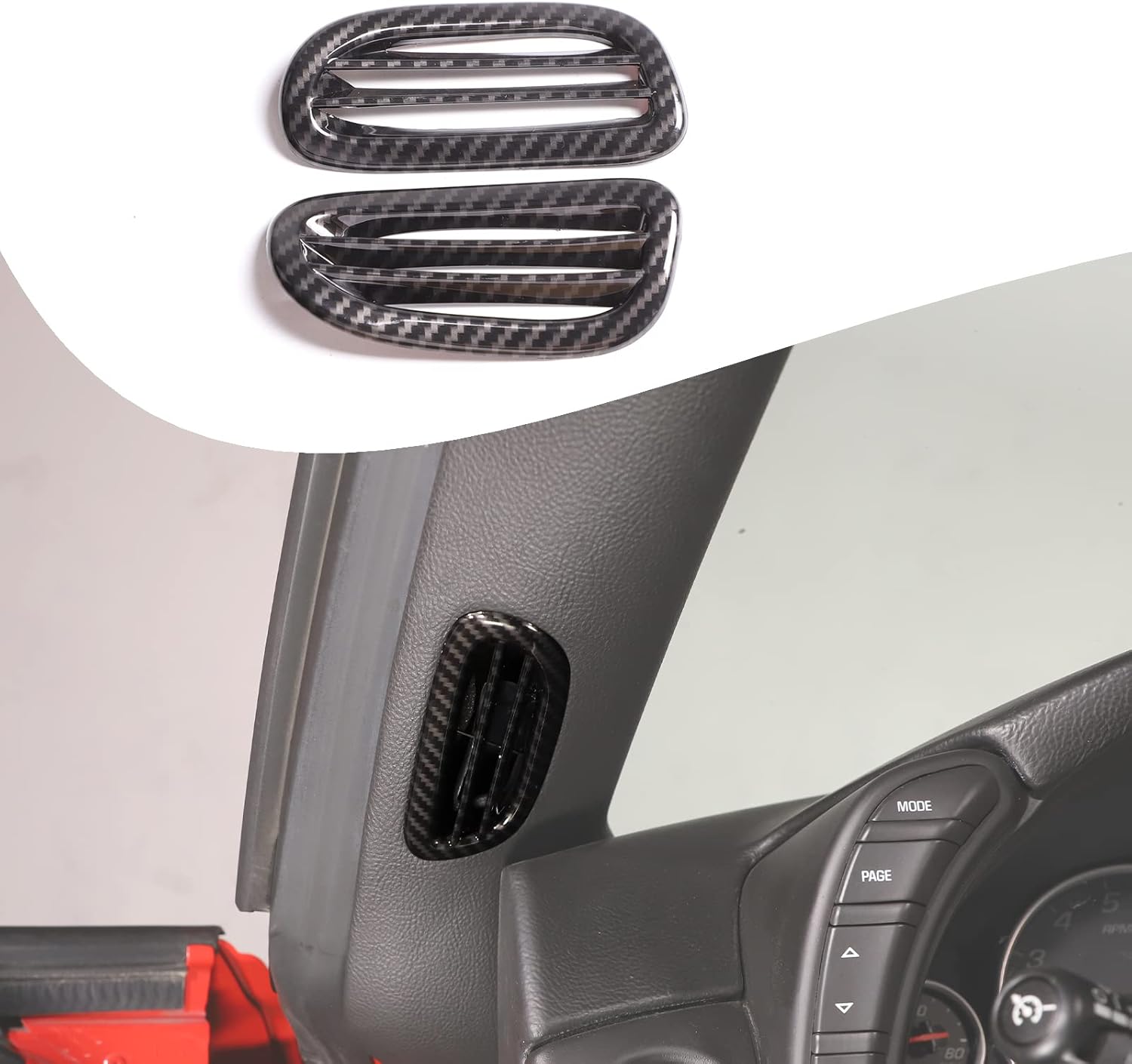Lcojicep A-Pillar air Outlet Frame Compatible with Corvette C6 Z06 ZR1 2005-2013 Automotive air Outlet Conditioner Out Trend Frame ABS Decorative Accessories (Carbon Fiber Grain)