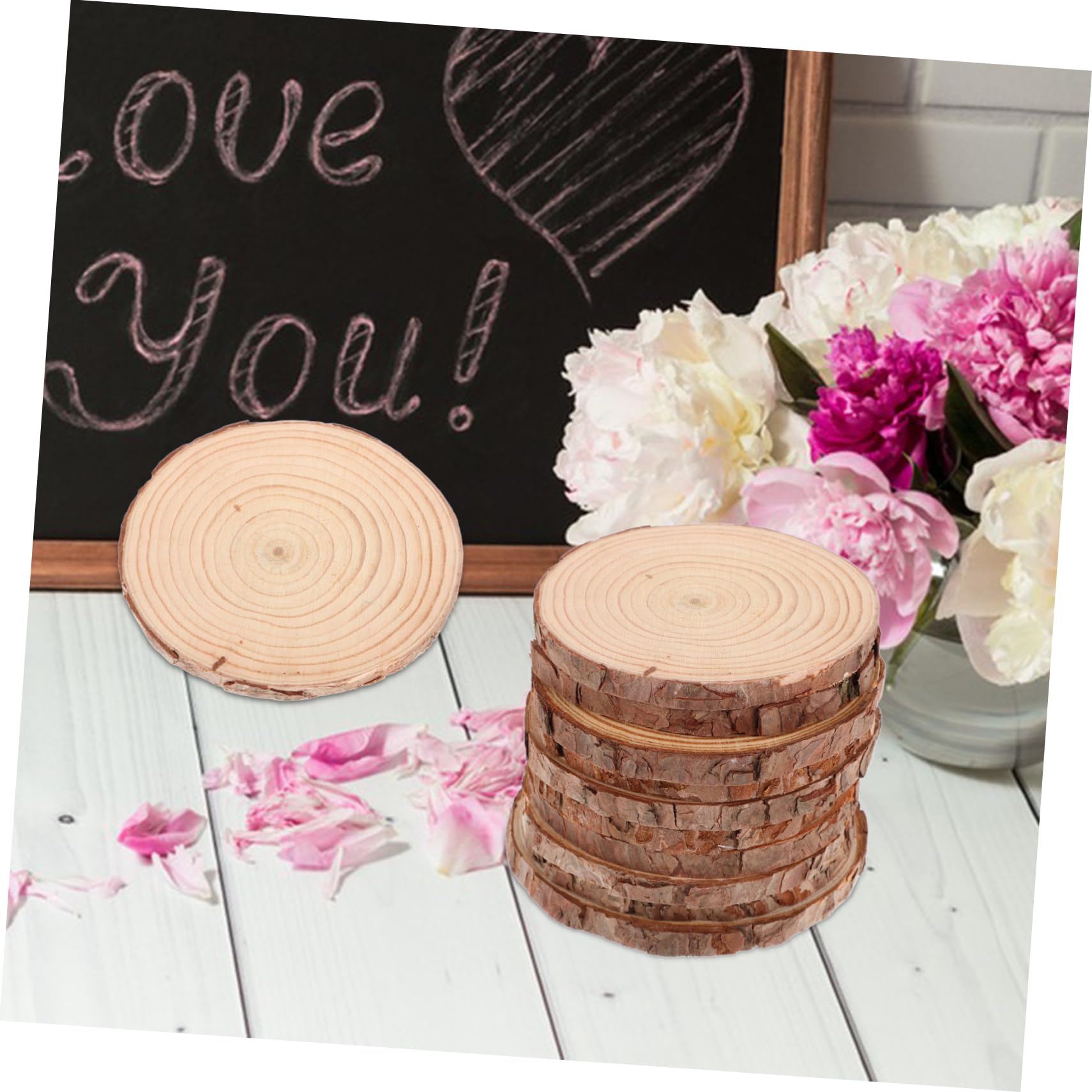 jojofuny 10pezzi Cerchi Rotondi in Legno Naturale Fette Legno Per Decorazioni Artistiche Kit Fai Da Te Per Centrotavola Dischi Non Finiti Da Matrimonio