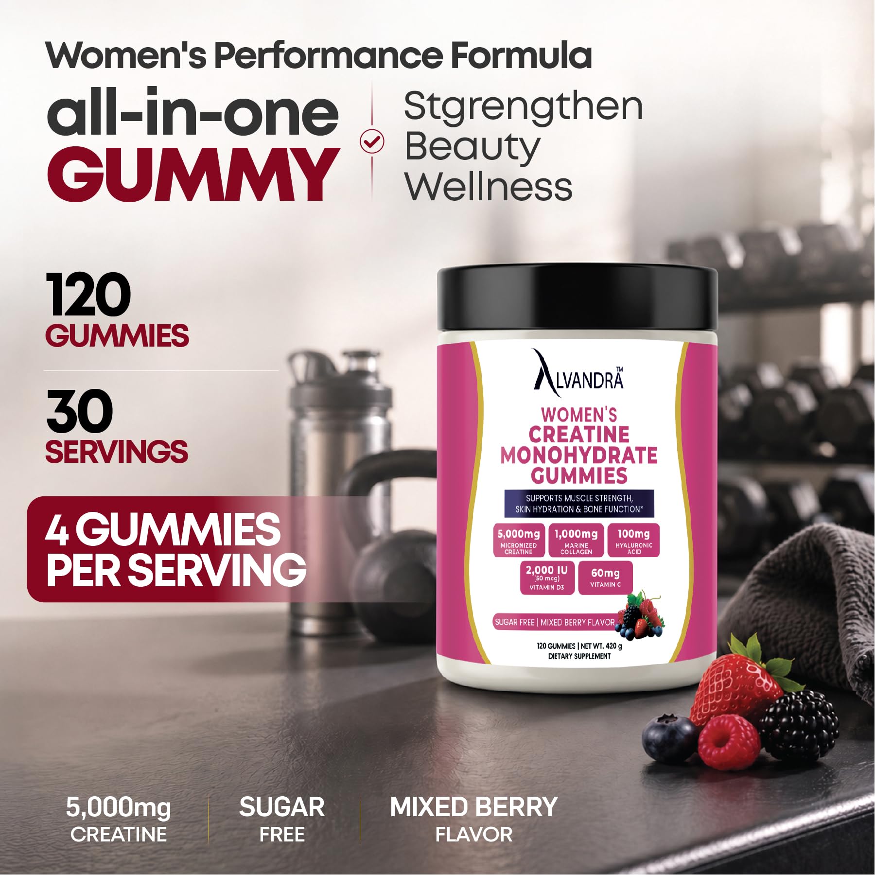 Creatine for Women, Creatine Monohydrate Gummies with Collagen 5000mg 120ct — Amazon image 6