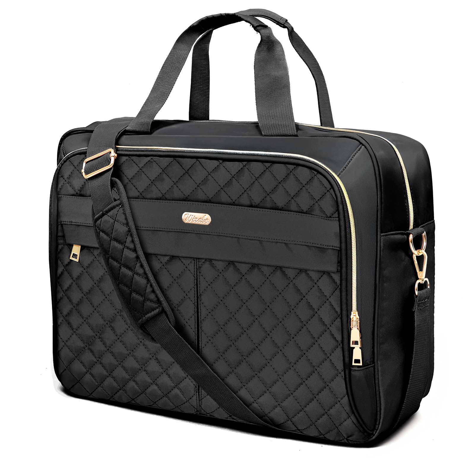 WIRABO Laptop Bags 17.3 inch for Women, Large Computer Bag Briefcase for Women Messenger Bag Shoulder Business Work Teacher Office Travel Waterproof Black