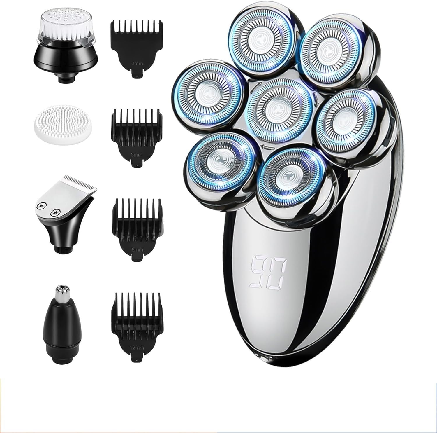 GeRRiT Rasoio Elettrico da Uomo, Rasoio Elettrico da Uomo Testa Calva 5 in 1 Regolabarba Rasoio Tagliacapelli Naso Impermeabile Trimmer Naso Macchina for Rasoio Professionale
