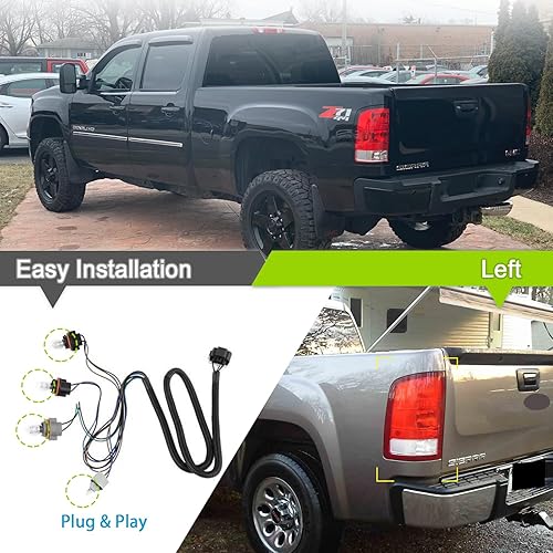 Miniatura 3 de Luz trasera para GMC Sierra 1500 2007-2013 (SL, SLE, SLT, WT)-2007-2014 GMC Sierra 2500 3500 HD lámpara trasera con bombillas y arnés GM2800208 lado