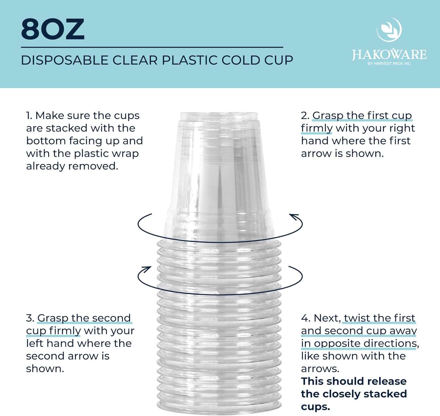 [200 COUNT]HAKOWARE 8 oz Ultra Clear Disposable Plastic Cold Cups, Disposable Cup 8 oz for Wedding & Party, Plastic Cocktail Cups, Disposable Clear Cup for Iced Coffee & Cold Beverage - Image 6