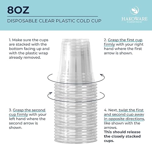 Miniatura 6 de HAKOWARE - Vasos fríos de plástico desechables ultra transparentes de 8 onzas, vaso desechable de 8 onzas para bodas y fiestas, vasos de cóctel de