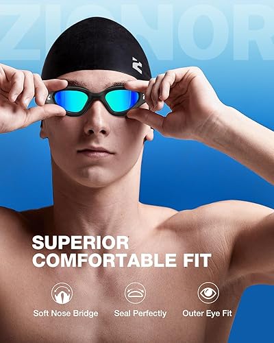 Miniatura 2 de ZIONOR G1 Lite - Juego de gafas de natación con gorro de natación, cómodas, antivaho para adultos, hombres y mujeres